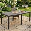 Dmora - Tavolo da esterno Roma, Ripiano rettangolare allungabile da pranzo, Tavolo da giardino estensibile effetto rattan, 100% Made in Italy, 150/220x90h72 cm, Antracite