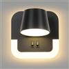 AWEKLIY LED Applique da parete, lampada da lettura a parete 3000K Temperatura colore regolabile (4W+8W) Lampada da letto con interruttore, Testa rotante della lampada, Nero