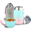 Milu Thermo per Alimenti 650 ml Contenitore Termico di Acciaio Inossidabile, Isotermico Sottovuoto per Cibi Caldi e Freddi (Rosa Menta, 650ml)