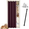 JCyh Tenda per Porta Interna con Bastone, Tenda Porta Oscurante da Soggiorno/Cameretta/Cucina, 1 Pezzo 132x200cm Tenda Divisoria per Interni, Rosso Borgogna