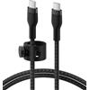 Belkin BoostCharge Pro Flex Cavo intrecciato da USB Type C a USB C, cavo di ricarica rapida PD, certificato USB-IF per iPhone 16/15, Galaxy S24, Pixel, iPad, Nintendo Switch, MacBook, altri, 2 m, nero