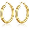U7 Orecchini Cerchio Oro Acciaio Inossidabile Orecchini Donna Cerchio Medaia 40mm Placcato Oro 14k Leggeri Tondi Regalo Natale per Donna Ragazza Moglie