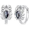 Qings Orecchini a Forma di Scorpioni Argento Sterling 925 Orecchini Cerchio Piccoli Animale Huggie Hoop con Zircone Nero per Donna Ragazze