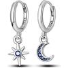 NARMO Ciondolo Orecchini di goccia 925 Sterling Silver Star & Moon Orecchini Cubic Zirconia Hoop Orecchini per le Donne Ragazze