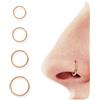 BodyBonita Piercing Naso Cerchio Acciaio Chirurgico 316L 4 pezzi 20G Septum Piercing alle Labbra Trago Helix Orecchino Conch Piercing Daith Nostril Anello Cartilagine Elice Tragus Rook Oro Rosa