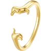 Kerraom Anello Cane Dachshund in Argento 925 Placcato Oro, Regolabile Anello, Anellos Bassotto Gadget Carino per Donne, Regalo per Amanti degli Animali Domestici