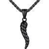 U7 Collana Uomo Nera Corno Italiano Ciondolo Cornetto Portafortuna Piccolo 40mm Collana Uomo Acciaio Inossidabile Pendente Corno Portafortuna con Catena 55cm+5cm Regalo per Natale Compleanno