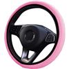 CGEAMDY Coprivolante per Auto, Coprivolante Auto Universale Finta Pelle, Traspirante e Antiscivolo, Pelle Microfibra Dimensioni Standard 38 cm, Accessori Auto Interno, Durevole Coprivolante(Rosa)