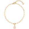JEWELS BY LEONARDO Bracciale Rosy - Bracciale in acciaio inox dorato - Collana Paperclip con ciondolo a forma di goccia in vetro rosa sfaccettato - Lunghezza 18-21 cm - Regalo per donne - 024972, Eine