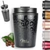 Milu Tazza Termica per caffè 300ml, 400ml, 500ml - Thermo Coffee Mug-to-Go, Tazza da Viaggio Senza BPA, Litri con Isolamento, In Acciaio Inox e Tenuta stagna per caffè e tè (Black Leopard, 300ml)