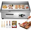 Moongiantgo Piastra Elettrica Commerciale 22 3000W, Grill in Acciaio Inox con Scatola Olio Rimovibile e Temperatura Regolabile (0-300°C), Piastra Teppanyaki Antiaderente per Ristoranti, Cucine (22'')
