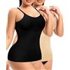 YARRCO Canotta modellante da donna, per controllo della pancia, con reggiseno integrato, a compressione, per il corpo, #1 Nero+Nude-No Imbottito, M
