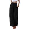 Cegerne Pantaloni di Lino da Donna Pantaloni Estivi Pantaloni da Spiaggia Leggeri con Tasche, Nero-00, XL