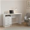 Dmora - Scrivania lineare con tre cassetti, colore bianco, Misure 120 x 72 x 48 cm