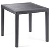 Dmora - Tavolo da esterno Agrigento, Tavolo quadrato da giardino, Ripiano fisso effetto rattan, 100% Made in Italy, 79x79h72 cm, Antracite