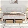 Yaheetech Struttura Letto Matrimoniale in Ferro Battuto a Doghe 160 x 200 cm Testiera Elegante in Metallo Stile Rustico Moderno Bianco