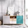 Dmora - Credenza Rainier, Buffet da soggiorno, Madia da salotto moderna a 2 ante, 155x43h75 cm, Bianco e Rovere