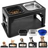 Lureon Ciotole per cani Rialzate Regolabili - Acciaio Inossidabile 1400ml + Antingozzo 1100ml + Viaggio + Tappetino - Base antiscivolo per cani di taglia media/grande