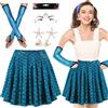 YeahBoom Costume Sirenetta Donna Bambina,Gonna a Squame di Pesce Lucida,Fermagli per Capelli a Stella Marina,Guanti da sirena,Orecchini a conchiglia,Adesivi Faccia Strass,per Compleanno Cosplay Carnevale (M)