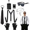 GYIOFAI 7 Pezzi Confezione Accessori per Costume da Agente Segreto, Man in Black Costume Carnevale Adulta, Accessori per Costume da Spia, Spia Fbi Costumes per Uomini Donne per Carnevale Cosplay Feste