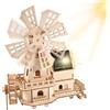 Silkwish Puzzle in legno 3D con mulino a vento solare - Kit fai da te per adulti - Mulino a vento rotante con energia solare - Kit modellino | Include istruzioni in lingua tedesca