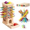 MFUSUL 3 In 1 Giochi Montessori Giochi Bambini 3 Anni in Legno, Gioco Educativi Montessori 3 Anni con 40 Game Stick, Scatola Portaoggetti, Giocattoli da Colori Regalo Bambino Bambina 3 4 5 6 Anni