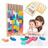Yqhugbc Tetris Gioco in legno, Giocattoli in legno, Giocattoli per bambini, Montessori Giochi 3 4 5 6 anni, Giocattoli educativi, Giocattoli Montessori, Colorati, Blocchi geometrici Tetris, Regali