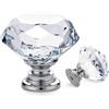 Ravinte 5 bottoni e maniglie per cassetti in cristallo, trasparenti, a forma di diamante, per comò, cassetti, cucina, armadio, cassetto, maniglie da 30 mm, con base in argento