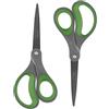 LIVINGO Confezione da 2 forbici in titanio antiaderenti da 20,3 cm, professionali in acciaio inox, impugnatura comoda, multiuso, forbici dritte per ufficio, per nastro, carta, cartone (Grigio/Verde)