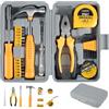 Generic Piccolo set di attrezzi per la casa, 24 pezzi, kit di attrezzi da donna fai da te, cassetta degli attrezzi per la riparazione della casa, include martello, chiave a brugola, nastro elettrico,