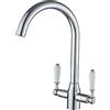 Heable - Miscelatore tradizionale da cucina in ceramica bianca, monoblocco, con beccuccio girevole, cromato