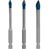 Bosch 3x Set di punte EXPERT HEX-9 Hard Ceramic (per Piastrelle dure, Piastrelle morbide, Ø 5-8 mm, Professional Accessorio Trapano, Trapano/avvitatori rotanti)