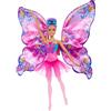 Barbie - Ali Scintillanti, bambola dai capelli viola, trasformazione 2 in 1 da ballerina a farfalla con ali apribili, cerchietto e tutù rimovibile inclusi, giocattolo per bambini, 3+ anni, HXJ10