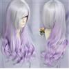 IMISSU 26'' Parrucca per capelli lunghi naturali con frangetta Parrucche colorate per feste in costume di Halloween per le donne (Bianco Rosa)
