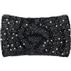 styleBREAKER Fascia per capelli da donna in maglia con perle, filati metallici e nodi, fascia per la fronte, fascia per la testa 04026029, colore:Nero