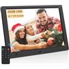 Timzeit Cornice digitale per foto elettronica, senza Wi-Fi, schermo IPS da 10,1 pollici, con chiavetta USB da 32 GB, sensore di movimento, calendario/timer, lettore foto/video/musica, montabile a parete