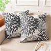 Miuyunya Set di 2 Federe Cuscini Divano in Velluto 45x45 Noir et Gris Copricuscini Morbido Fodera per Cuscino Dalia Fiore Moderno Decorazione Copricuscino per Soggiorno Camera Balcone