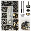 TmppDeco 60 Sets Bottoni a Pressione a Vite - 15mm Bottoni Automatici a Pressione in Acciaio Inossidabile con 3PCS Strumenti, per Tela Della Barca, Teloni, Tende, Mobili da Giardino (Nero, 15mm)