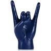 QIANLING Statua in resina blu da 19,6 cm, con gesto a forma di roccia sulla mano, scultura decorativa da tavolo per libreria, scrivania e caminetto, decorazione per casa o ufficio, moderna statuetta