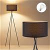 home sweet home collection Home Sweet Home Lampada da terra moderna in metallo nero | 53/53/138cm, con sorgente luminosa LED E27 4W 2700K | Lampada da terra con treppiede e paralume nero ｜ per camera da letto