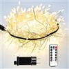 RESNICE 6m 200 LED Luci a Grappolo Bianco Caldo, Filo d'Argento con Telecomando, Luci di Natale per Albero, Interni ed Esterni, Giardino, Camera da Letto, Patio