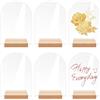 HJYIMYI 6 Pezzi Cartelli ad Arco in Acrilico Trasparente, Cartelli in Acrilico Trasparente con Supporto, con Base In Legno, per Matrimoni, Banchetti E Feste, per Decorazioni, Festival, Anniversari(14 x 10 cm)