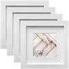 Dwitkul Set di 4 Cornici Foto 15x15cm Cornice Portafoto Quadrata in Legno MDF con Vetro Acrilico Passepartout per Montaggio a Parete o Tavolo (Bianco)