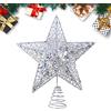 KEYIDO Puntale per albero di Natale stella dorata per albero di Natale 25 cm stella di Natale per albero decorazione natalizia puntale per abete decorazione di Natale Christmas Tree Topper Star (8inch(20cm))