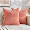 FDTERN Set di 2 Boho Federe de Cuscini per Divano 30x30 in Velluto a Coste，Moderno Morbido Motivo a Croce Decorativa Copricuscini per Divano Camera da Letto,Rosso Corallo