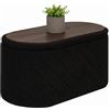 Bonlife Panca ovale con vano portaoggetti, poggiapiedi pieghevole con coperchio, Boucle Bank per piedi del letto, sgabello per soggiorno, camera da letto, ingresso, nero, 76x38x38 cm