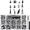 Sknrlko 270 Set Punte e Rivetti, Forma Mista Punk Punk Spike Rivetti Vite In Metallo Rucken Rivetti con Strumento di Installazione per