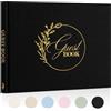 Lanpn Libro degli Ospiti di Matrimonio in Lino, Wedding Guest Book di Vuoto Libro Dediche Matrimonio con Titolo Dorato, Ideale per Funerale Compleanni Battesimo Anniversari di Sposa (108 Pagine, Nero)