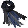 Aerzetix - Set di 6 Cerniere Lampo a Spirale separabili da 90 cm N°5 con cursore | Metallo Nylon Poliestere | Cucitura e Riparazione creazioni | Colore Blu Scuro, Grigio Scuro e Nero