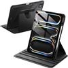 JETech Custodia Rotante SOLO per iPad Pro 13 Pollici M5/M4 (2025/2024) con Portapenne, 360 Rotazione dei Gradi Protettiva Supporto Cover Trasparente Retro (Nero)